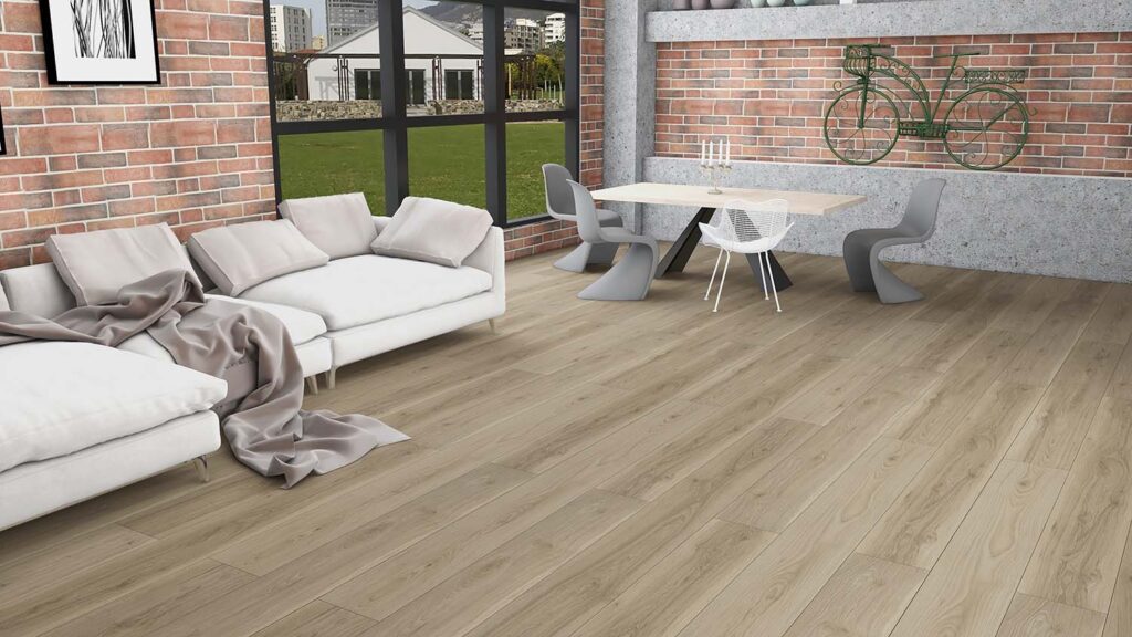 Bright and airy living room with light-coloured flooring.