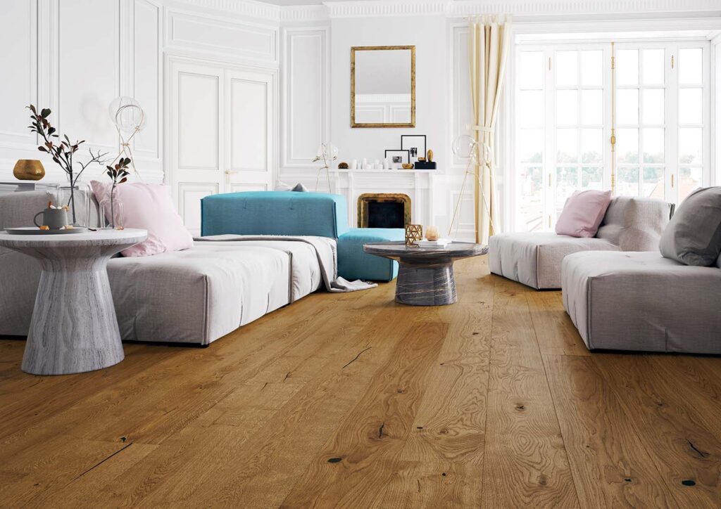 A living room with a beautiful flooring of both classic and contemporary flooring colours.